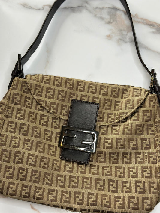 Pre-owned Fendi Zucchino FF Canvas Shoulder Bag
