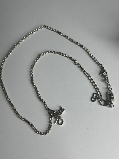 Pre-owned Christian Dior DIOR logo, palladium plated necklace