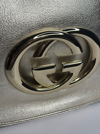 Pre-owned Gucci light, gold, metallic leather shoulder bag