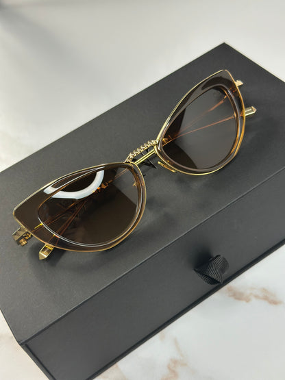 Pre-owned Valentino sleek cat eye brown sunglasses