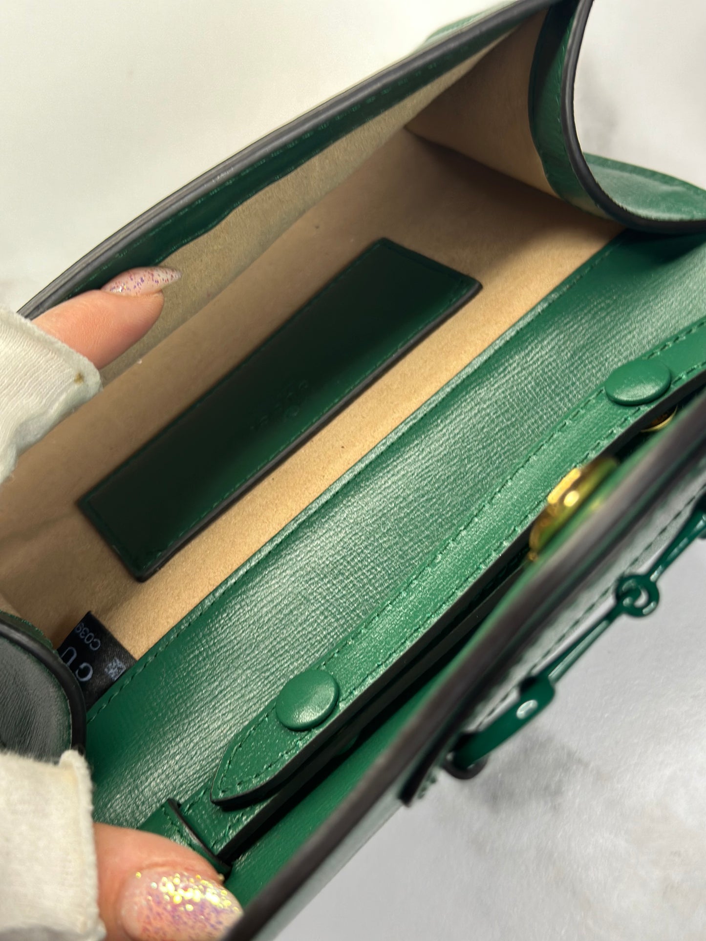 Pre-owned Gucci Emerald Green 1955 Mini Horsebit Bag w/ Web Strap