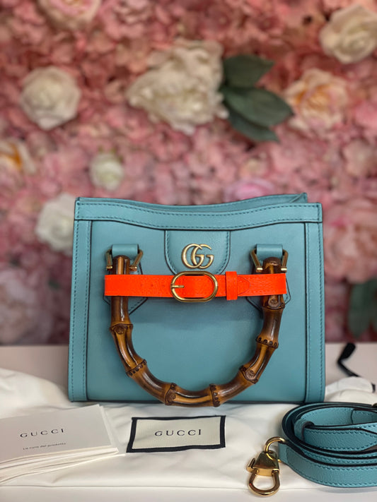 Gucci Diana Jumbo GG Mini Tote Bag Blue