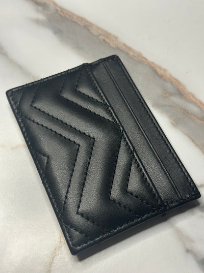 Pre-owned Gucci GG Marmont Black matelasse leather cardholder