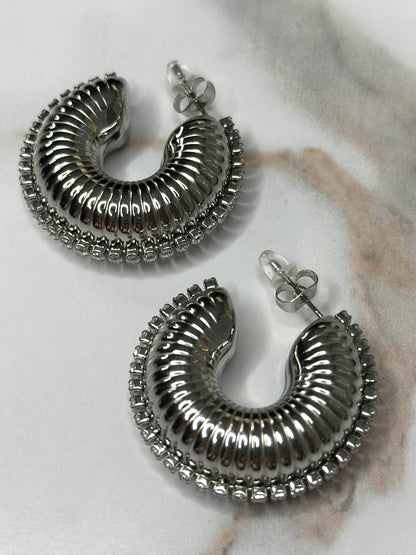 Alice textured SLV rhinestone hoops
