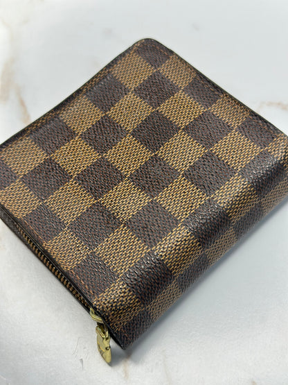 Pre-owned Louis Vuitton Damier ebene canvas compact wallet