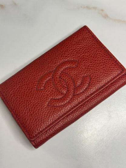 Pre-owned Chanel red caviar leather six key holder