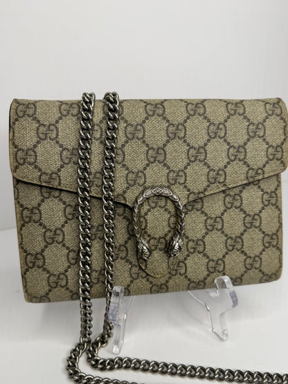 Pre-owned Gucci GG canvas Dionysus wallet on chain