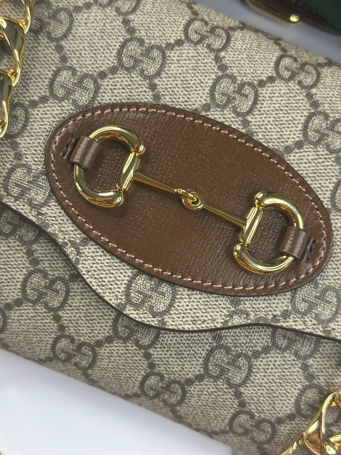 Pre-owned Gucci Horsebit 1955 Curved Flap Shoulder Bag GG Coated Canvas Mini crossbody