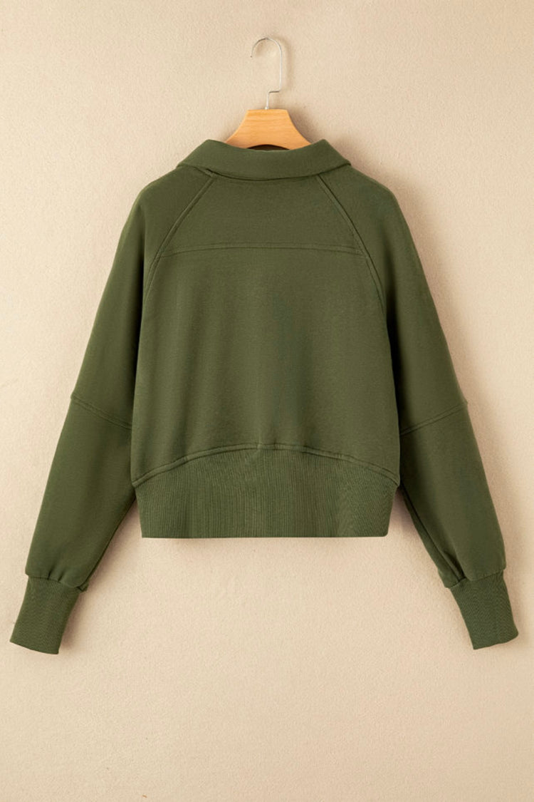 Green Fleece Thumbhole Sleeve Sweatshirt