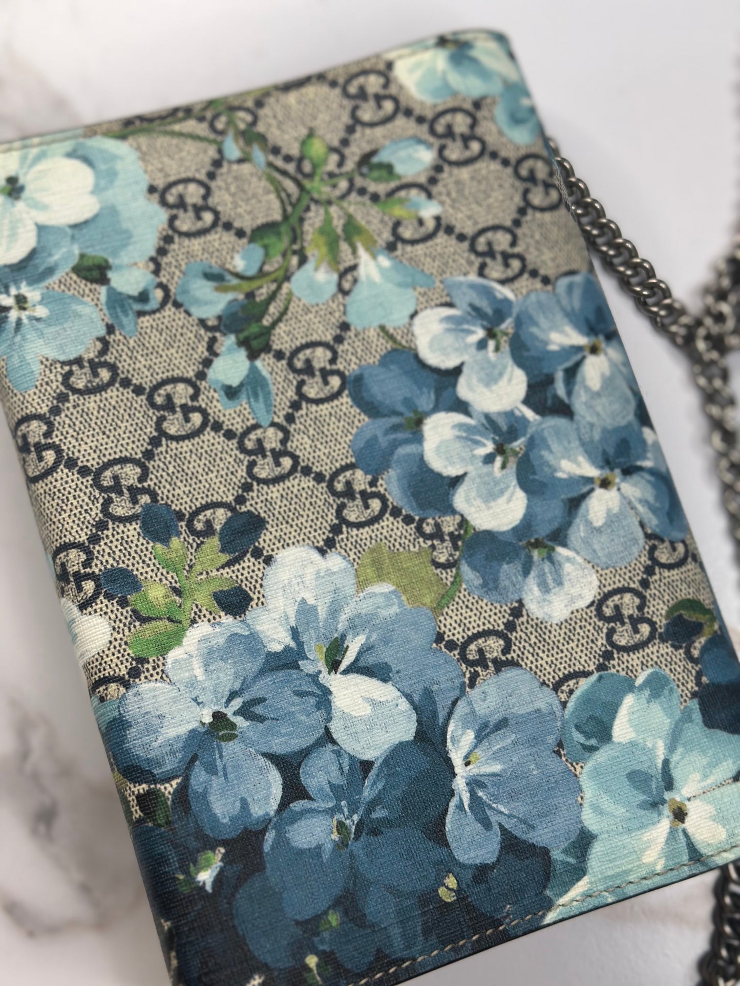 Pre-owned Gucci Dionysus Chain Wallet Blooms Print GG Coated Canvas Small crossbody