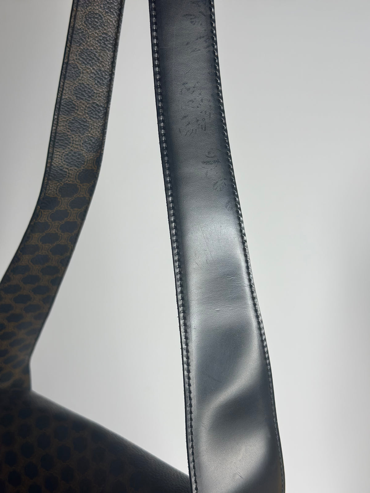 Pre-owned Celine black x brown macadam canvas shoulder bag