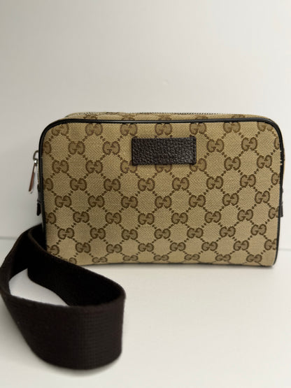 Pre-owned Gucci GG brown canvas belt bag