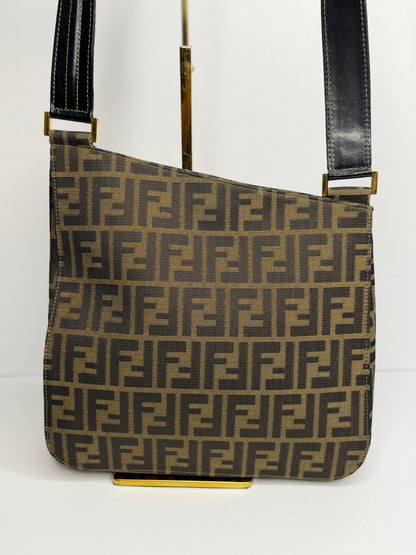 Pre-owned FENDI Zucchino Shoulder Bag Canvas Brown