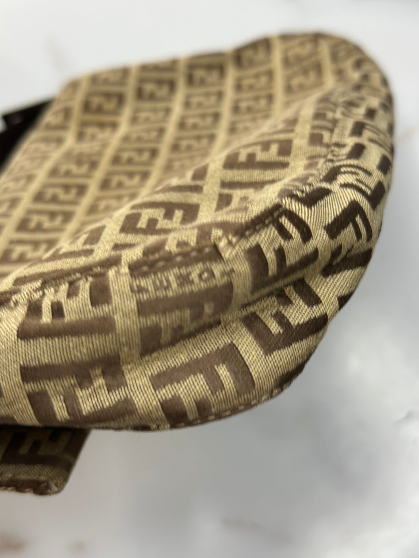 Pre-owned Fendi Zucchino brown canvas baguette, shoulder bag