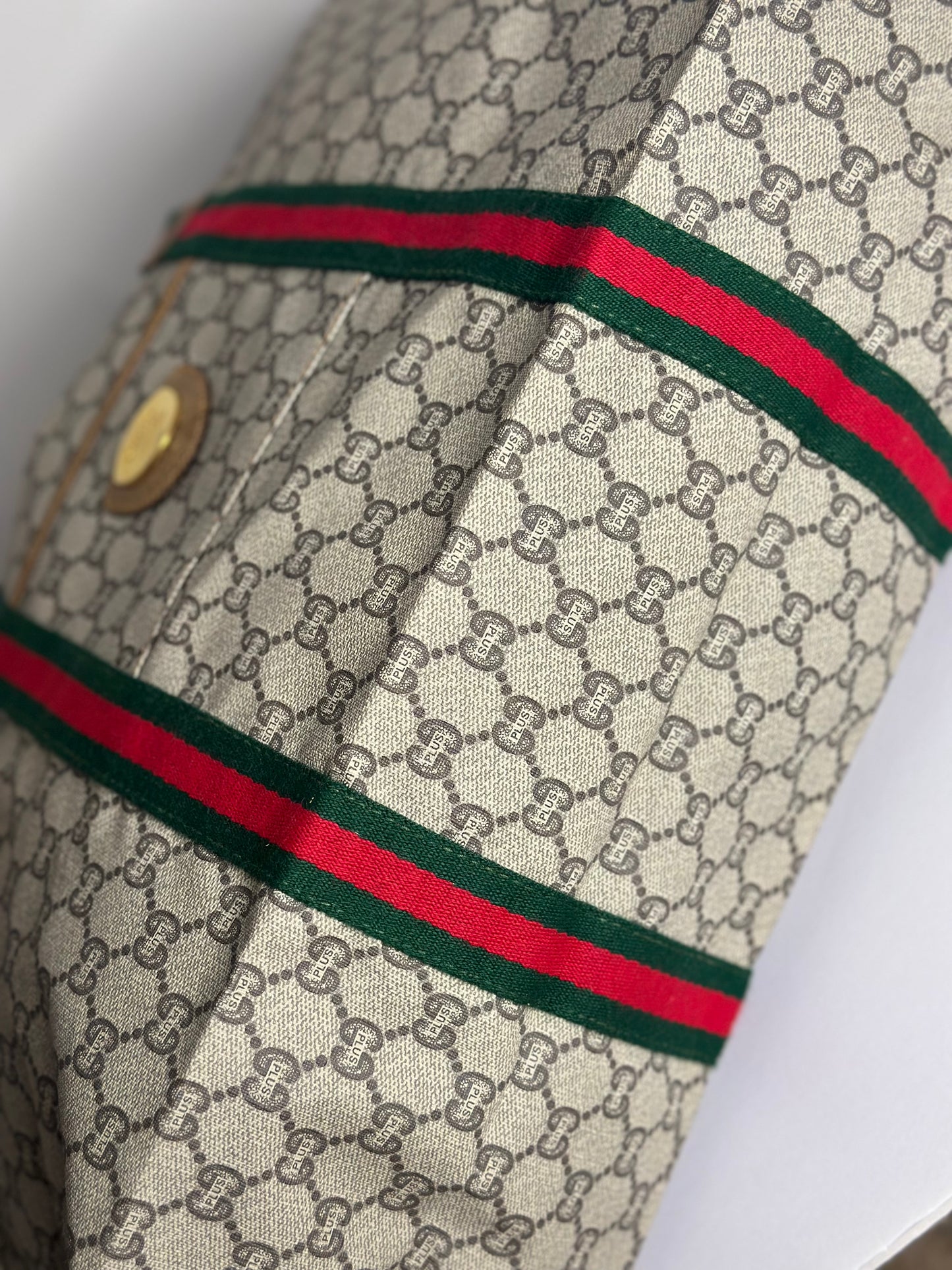 Pre-owned Gucci Vintage GG Plus canvas Sherry line weekender tote