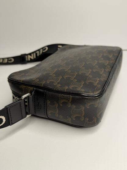 Pre-owned Celine Medium Triomphe Coated Canvas Messenger Bag