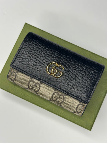 Pre-owned Gucci GG Marmont leather x canvas key holder