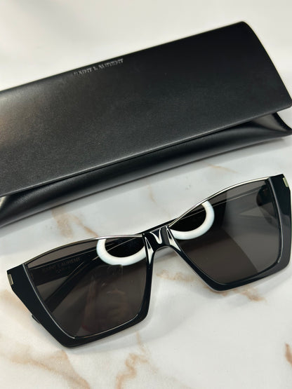 Pre-owned Saint Laurent black x silver geometric frame sunglasses