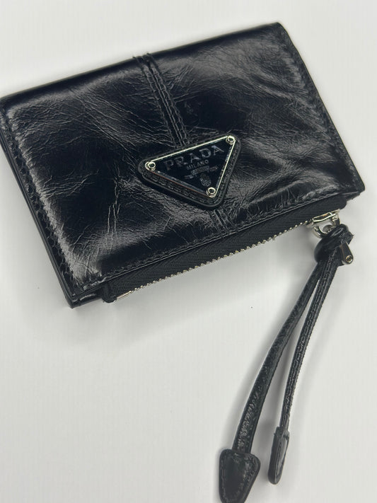 Pre-owned Prada Bifold Compact Cardholder Soft Lux Black