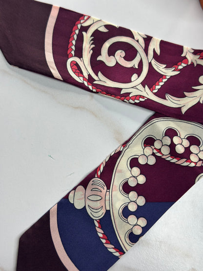 Pre-owned Hermes Silk Les Cles Twilly Bordeaux