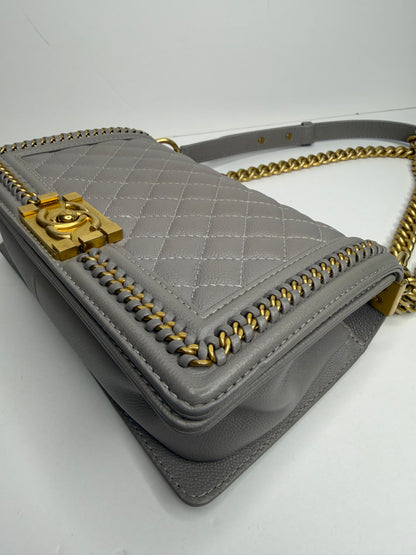 Pre-owned Chanel oy Flap Bag Quilted Caviar with Whipstitch Chain