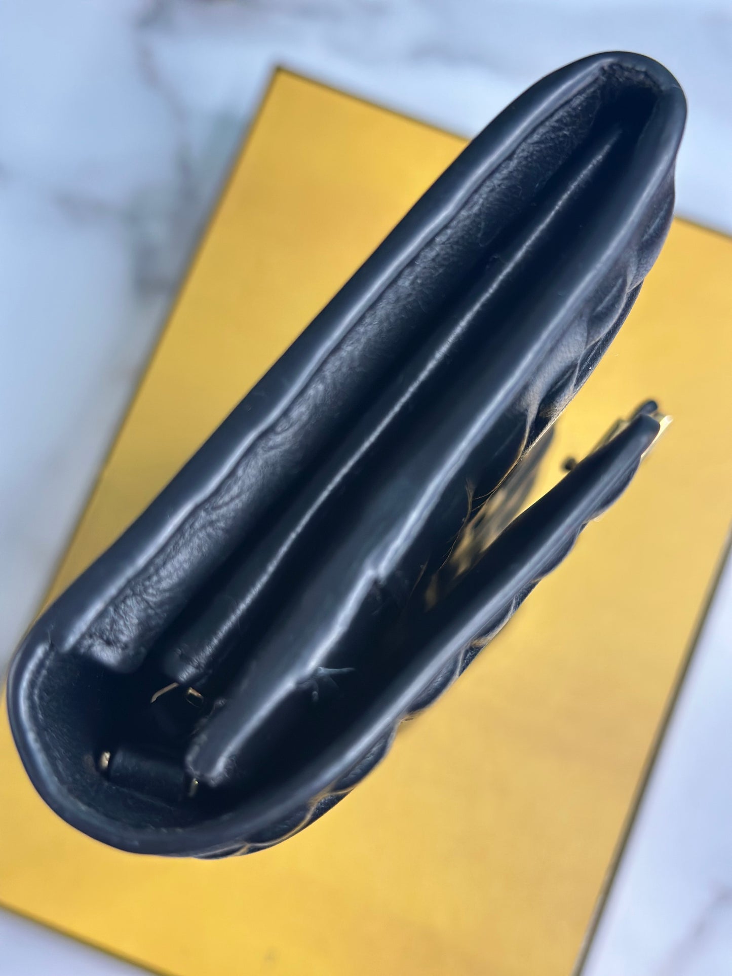 Pre-owned Fendi black Napa leather wallet