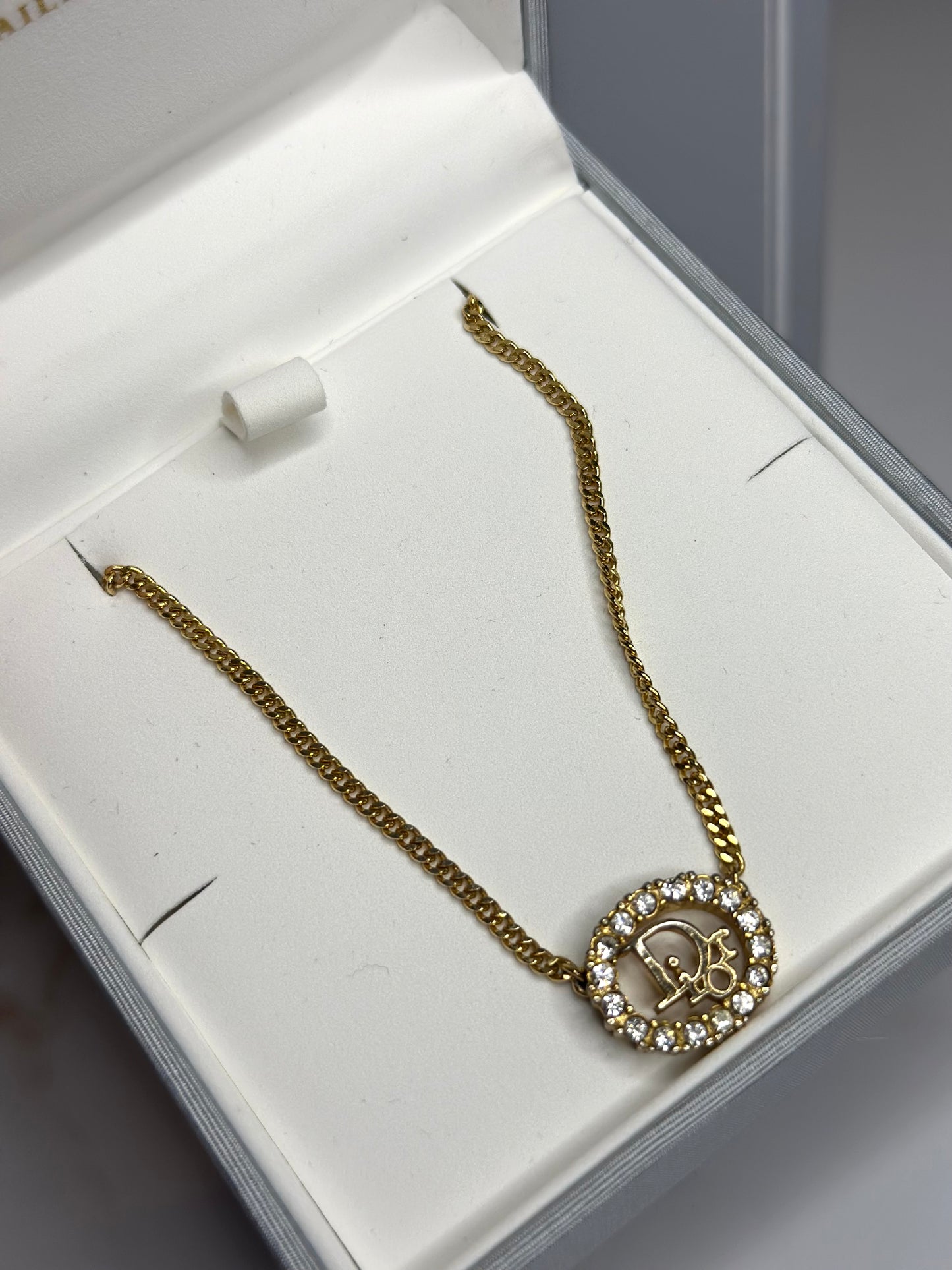 Pre-owned Christian Dior vintage Crystal embellished pendant necklace