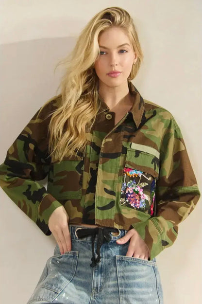 Alicia’s Camo Sequin Jacket