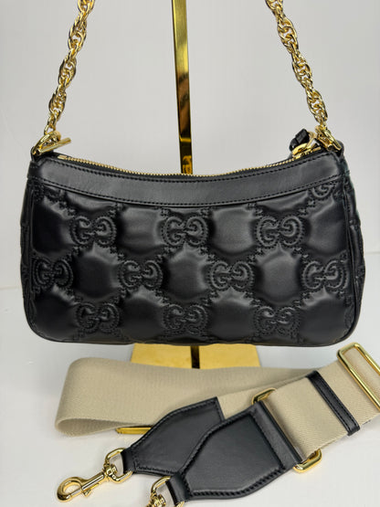 Pre-owned Gucci Calfskin GG Matelasse Chain Handbag Black crossbody