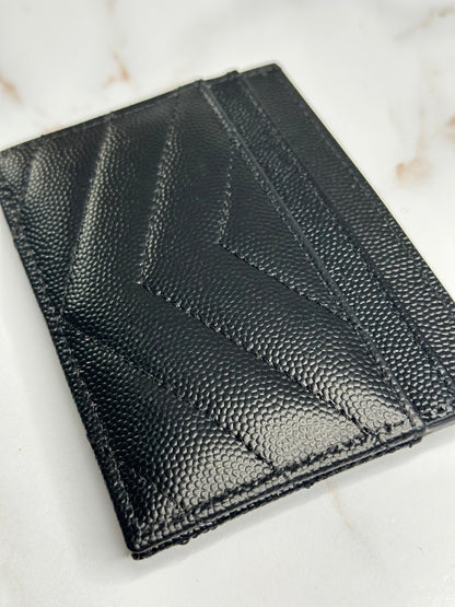 Pre-owned Saint Laurent grain de poudre black card holder