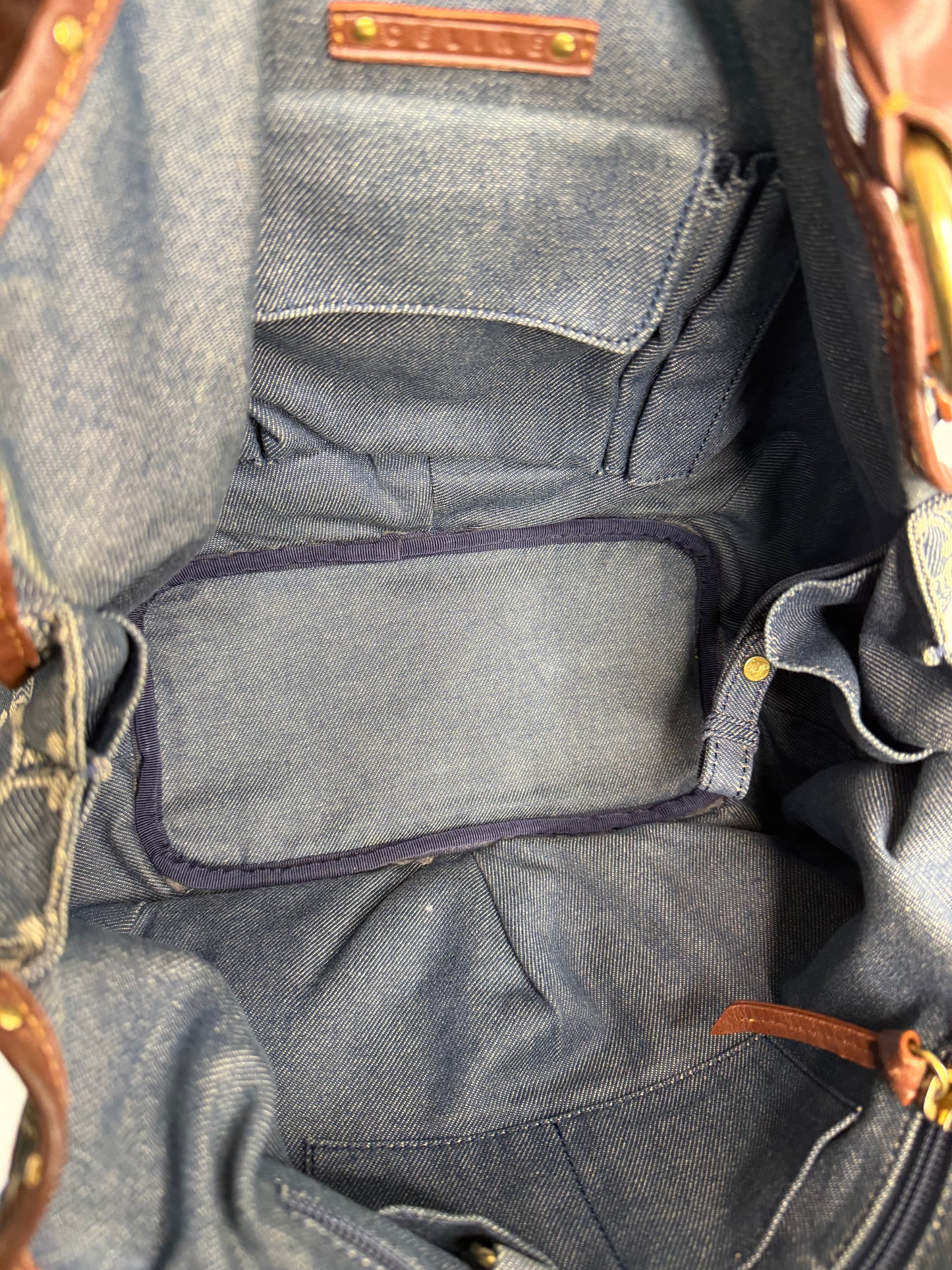 Pre-owned Celine Macadam denim and leather Bittersweet hobo bag