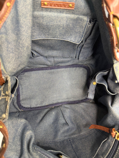 Pre-owned Celine Macadam denim and leather Bittersweet hobo bag