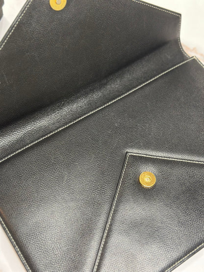 Pre-owned Saint Laurent pebbled leather black leather