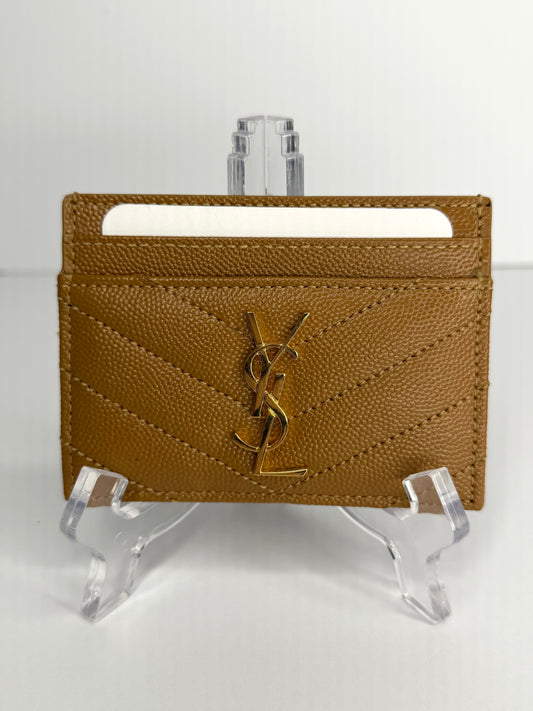 Pre-owned Saint Laurent camel leather card holder