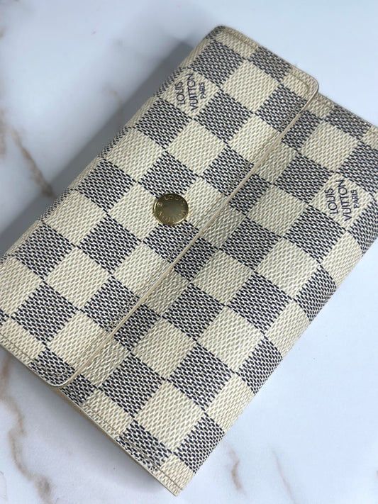 Pre-owned Louis Vuitton Damier azur Alexandra wallet