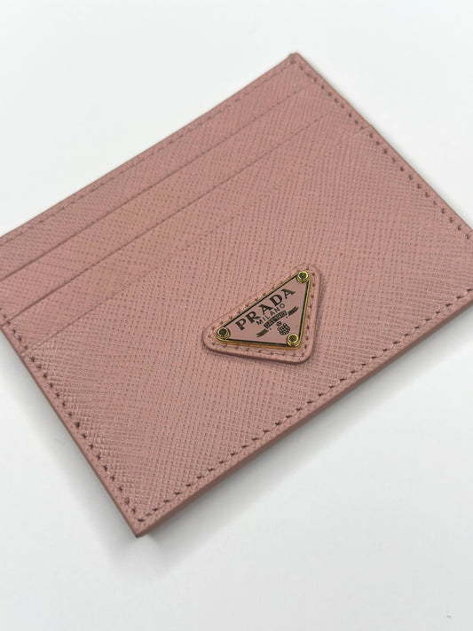 Pre-owned Prada soft pink Saffiano leather card holder