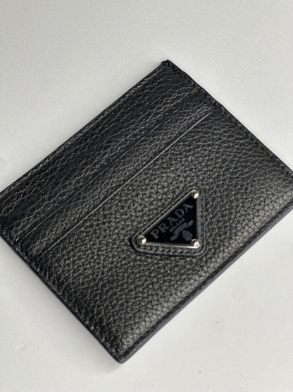 Pre-owned Prada black Vitello leather card holder
