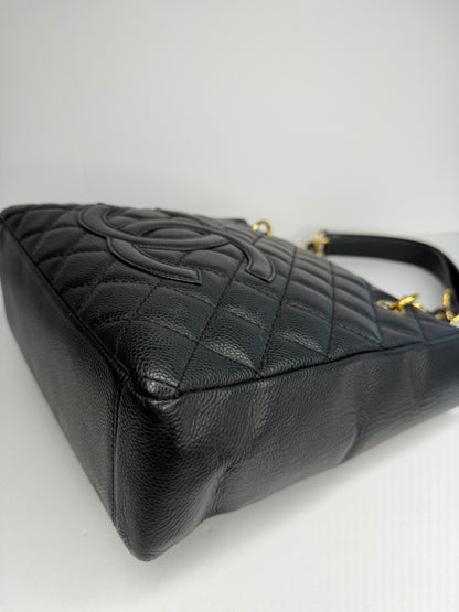 Pre-owned Chanel Black caviar leather petite, shopping tote shoulder bag
