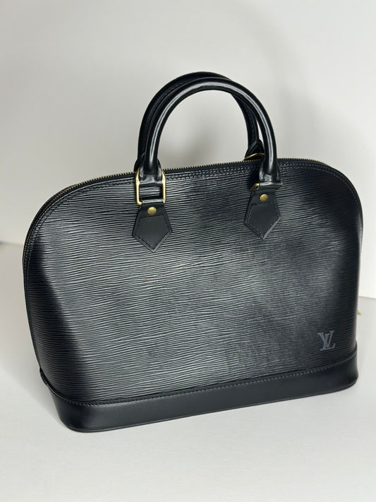 Pre-owned Louis Vuitton Black Epi Alma PM tote
