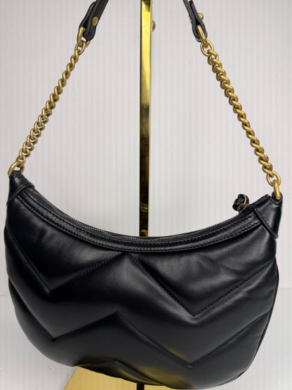 Pre-owned Gucci GG Marmont Chain Moon Hobo Matelasse Leather Small