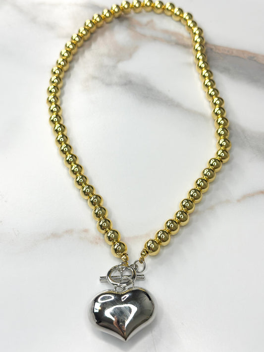 Puffy Heart SLV pendant necklace
