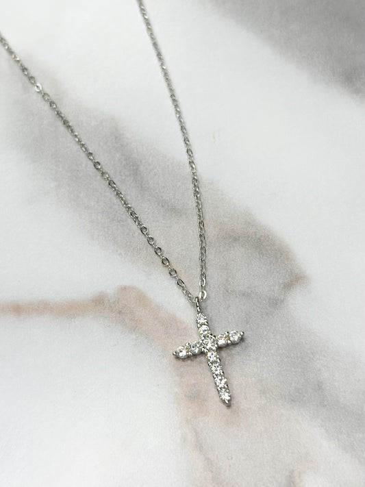 Dainty cross SLR necklace