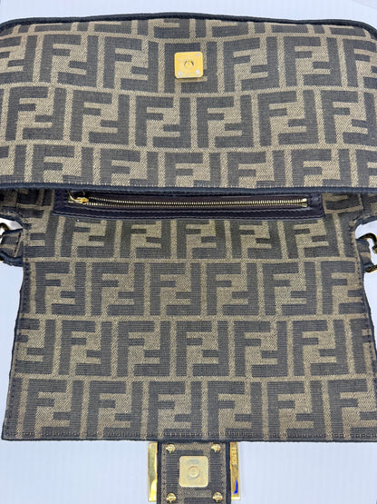 Pre-owned Fendi Baguette Brown FF Jacquard Fabric With Gold Hardware