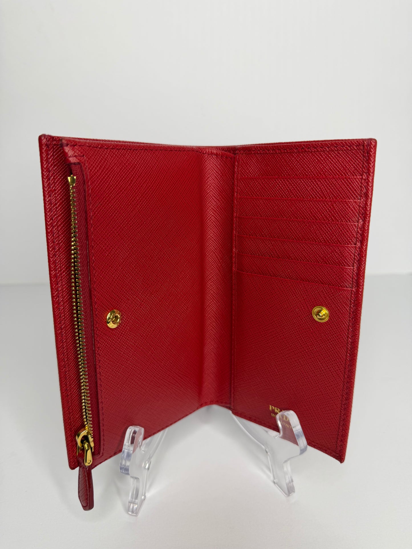 Pre-owned Prada Large Saffiano Leather Wallet Red