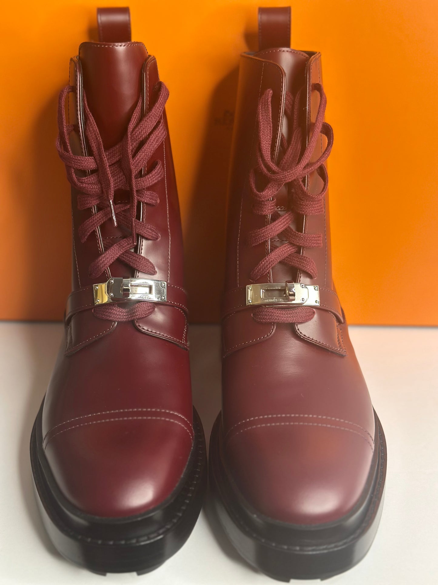 Pre-owned Hermes Bordeaux funk ankle boots