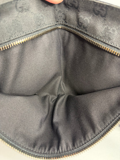 Pre-owned Gucci GG black canvas double pocket belt bag