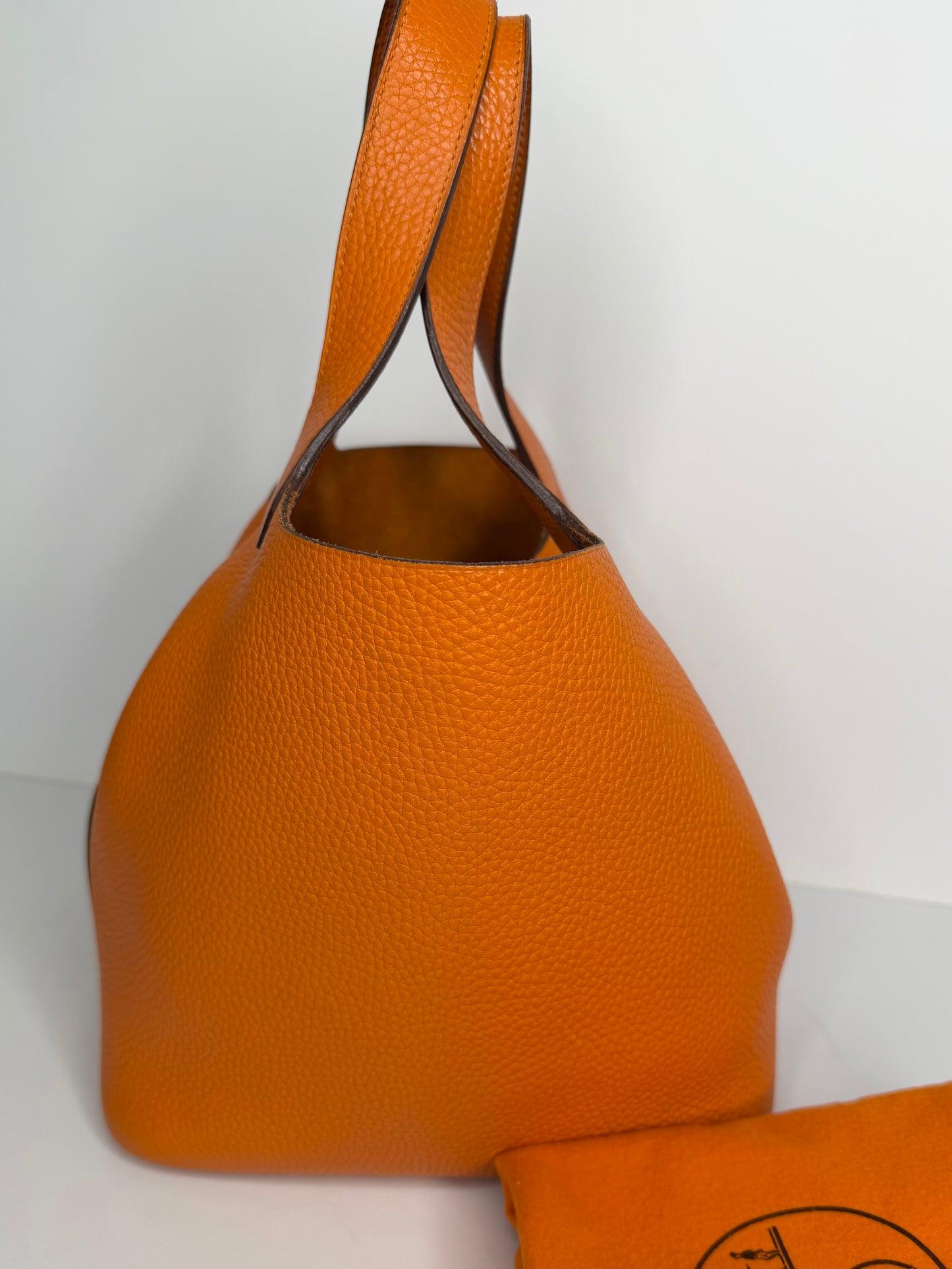 Hermes Clemence Orange Leather Picotin 22 tote