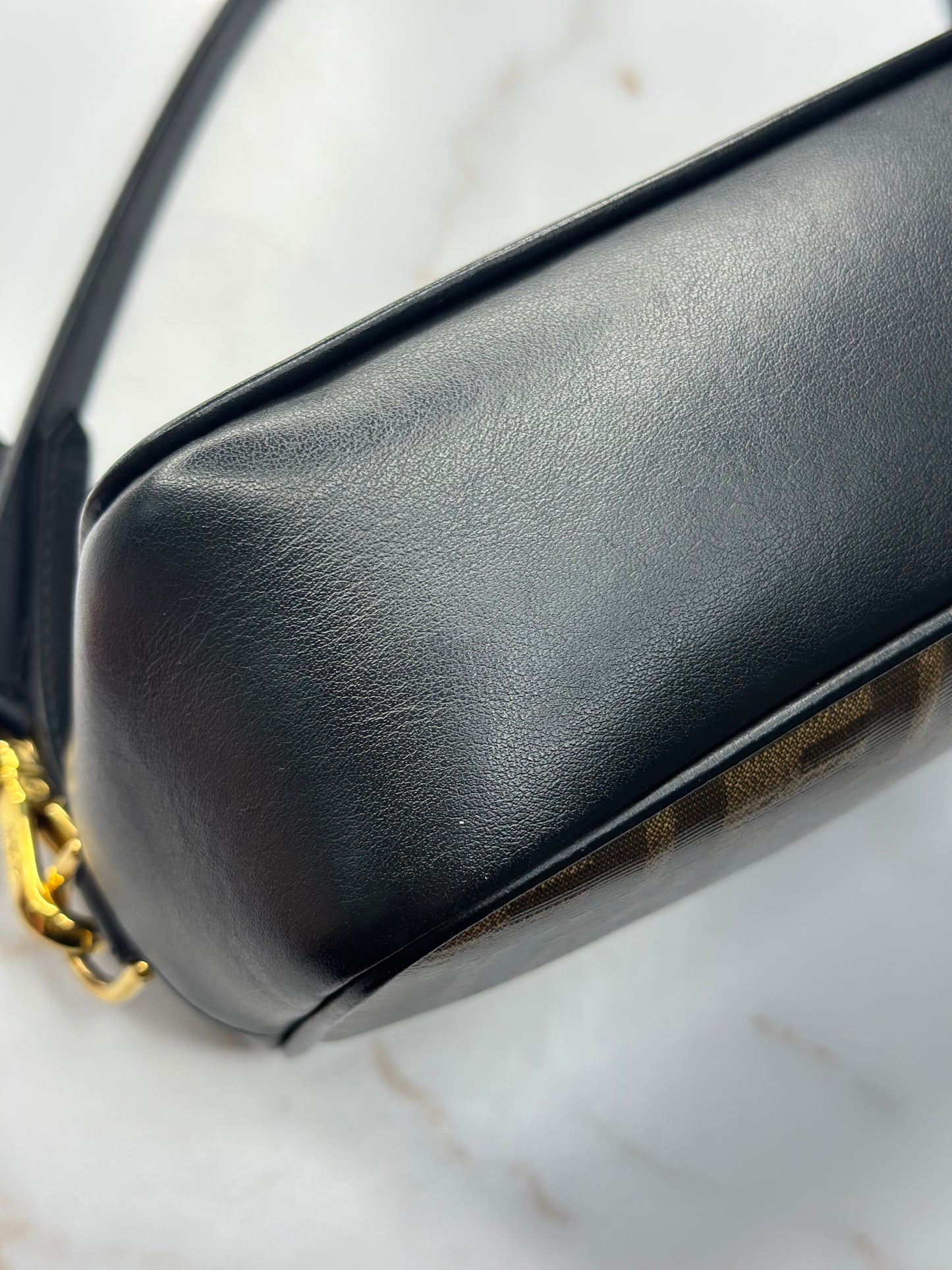 Pre-owned Fendi Glazed Fabric Vitello  Stamp Camera Bag