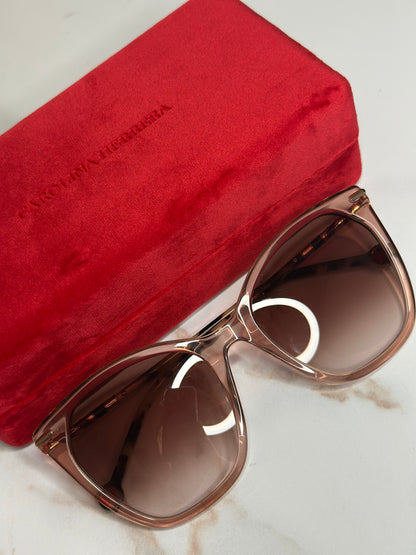 Pre-owned Carolina Herrera translucent neutral sunglasses with brown and teal enamel detail
