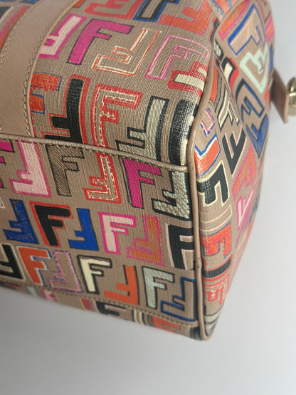 Pre-owned Fendi Boston Bag Zucca Coated Canvas Medium tote
